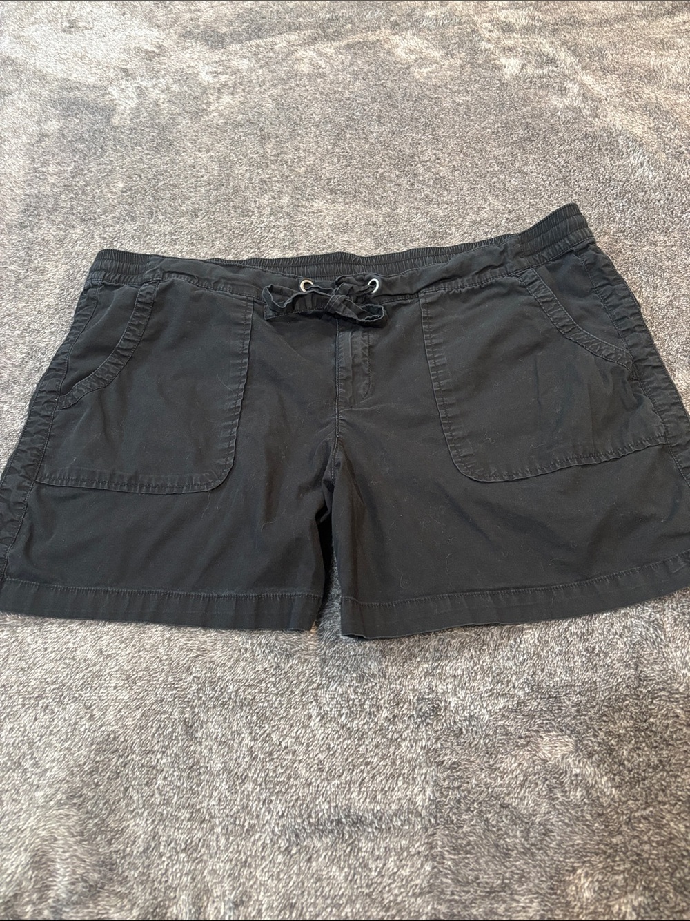 Cargo Shorts Black Zipper Elastic Drawstring Casual